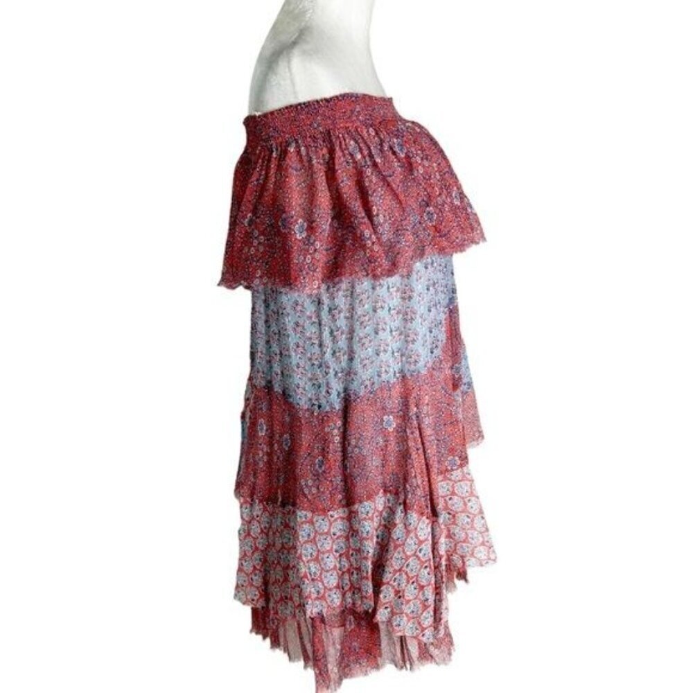 Rebecca Taylor Silk Off Shoulder Patchwork Mini Dress Mermaid Size S - Picture 7 of 15